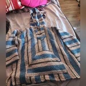 Striped Blue and Gray Women's Sweater